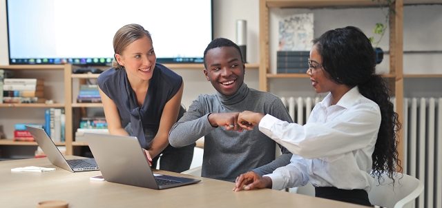 Happy clients after a successful database marketing campaign